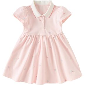 DAVE&BELLA Toddler Girl Polo Dress Short Sleeve Cotton Playwear Dress High Waist Pleated Athletic Tennis Golf Sundress