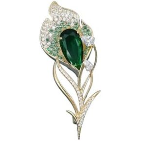 14K Gold Green/Blue/Red Moissanite Tulip Flower Pin - Charming Brooch for Outerwear, Spring and Autumn Fashion Enhancer, Thoughtful Gift for Her