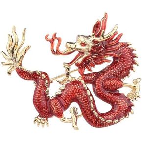 14K Gold Dragon Brooch for Blazers - Unique Zodiac Sign Accessory, Sophisticated Unisex Pin, Ideal Gift for Astrology Enthusiasts