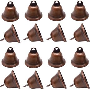 25pcs صغيرة الحمراء الجرس النحاسي 1.7 × 1.5 بوصة خمر أجراس الحرف اليدوية المصغرة لصنع رياح تدريب على الكلاب الياقات الزفاف عيد الميلاد الديكور