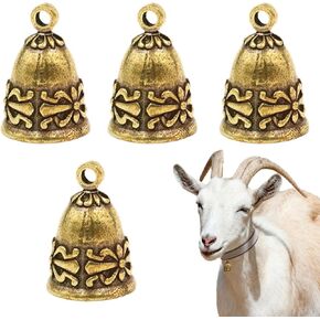 4 Pcs Vintage Cow Bells Cow Horse Sheep Grazing Copper Bells Cattle Goat Farm Animal Loud Bronze Bell Small Metal Cow Bell for Dogs Collar Pet Animal Anti-Lost Accessories Copper Bell