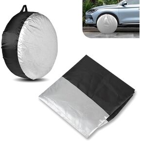 1 PC Car Protector ، غطاء تخزين الإطارات المقاوم للماء في Oxford Axford ، ملحق تخزين الرباط المحمولة ، Universal معظم السيارات (سوداء وفضية)