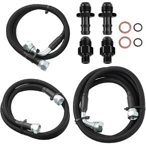 MaxPeedingRods 48RE TRANSMISSION COWNER LINES KIT لـ DODGE RAM 2500/3500 CUMMINS 5.9L 2003-2007 ، Stainless Steel & NYLON & PTFE ، خط مبادل حراري/خط حراري مبرد ، أسود ، خط أسود