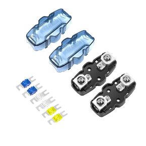 RECOIL ZMFH11-2 2 Pack in-line Mini-ANL or ANL Fuse-Holders, 1 X 0/2/4 Gauge Input & Output with Reducers, Includes 2 X 60A, 80A, 100A Mini-ANL Fuses