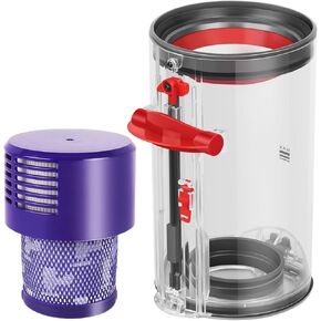 Canister Dust Bin and Filter Replacement Parts Compatible With Dyson V10 Vacuum Cleaners, Canister Large Bin Vacuum Dust Bucket HEPA Filter Attachments Part no. 969509-01