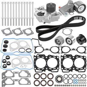 Timing Belt Kit Compatible with 2006-2011 Subaru Forester Impreza Legacy Outback 2.5L, with Water Pump+Head Gasket Set+Head Bolt Set, Replace TCKWP304A WP304K1C TKF-006 AWK1309 HS26415PT-1 ES72212
