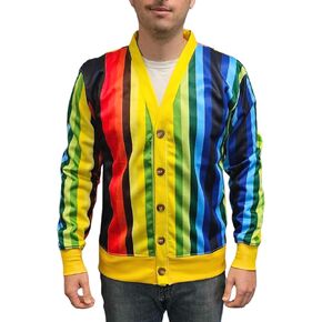 Al Czervik Rainbow Striped Cardigan Sweater