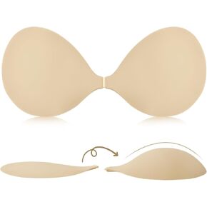 Adhesive Sticky Strapless Bra, Push Up Reusable Backless Strapless Bra Silicone Invisible Breast Lift for Women