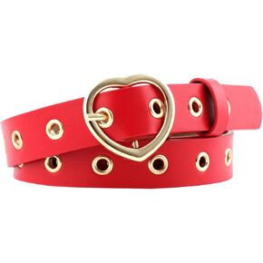 Cool Girls Waist Belt Street Dance Jeans Belt Dress Grommet Waist Chain Heart Buckle Ceinture Red