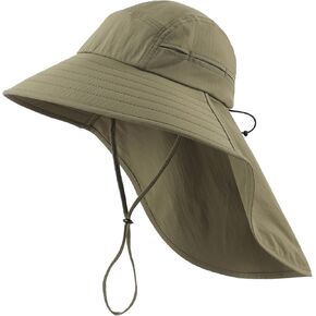 Home Prefer UPF 80+ Sun Hat for Men Women Wide Brim Sun Hat with Neck Flap Summer Safari UV Protection Gardening Fishing Hat