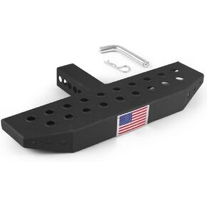 19.88 Inch Circular Hole Hitch Step Anti Slip and Rust Towing Bumper Guard Hitch Steps with Pin Fits 2 Inch Receivers for Pickup Truck RV SUV