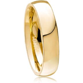 AndreAngel 18K Gold Melted Over Titanium Alloy Wedding Band Ring for Women 4.5 mm Width 4.0 GR Classic Domed Contoured Comfort fit, High-Polished Finish, and Vintage Design. Engagement and Anniversary.