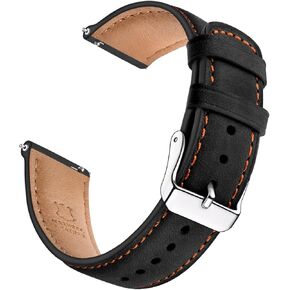 SUNFWR Quick Release Leather Watch Band 18mm 20mm 22mm 24mm for Men Women, Vintage Genuine Leather Strap for Samsung Galaxy Watch 6/Classic/Gear S3/Garmin/Huawei/Timex Watch Bands