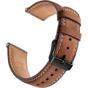 Sunfwr Quick Release Leather Watch Band 18mm 20mm2mm 24mm 24mm للنساء ، حزام جلدي أصلي عتيقة لـ Samsung Galaxy Watch 6/Classic/Gear S3/Garmin/Huawei/Timex Watch Bands in Kuwait