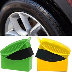 2PCS Tire Shine Applicator,Tire Dressing Applicator,Tire Shine Sponge Pad,Reusable Tire Shine Brush Applicator with Ergonomic Rectangular Box Detailing Wheel Cleaner Car Tire Brush,Car Detailing kit