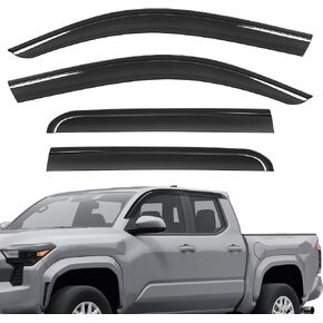 Fasters Rain Guards Window Diflector الرياح مناسبة لتويوتا تاكوما 2024 2025 SR5 TRD Sport Off-Road Limited Trailhunter Double CAB Side Window Window Rifflectors & Vensors 4PCS Tape-On Rain Guards