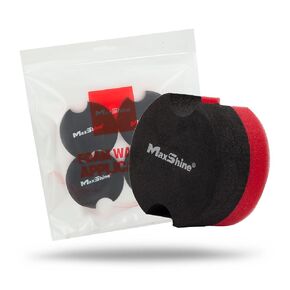 Maxshine 2.9" Wax Applicator Pads – 4 Pack, Dual-Layer EVA Foam, Ergonomic Grip, Soft Non-Abrasive Sponge for Car Wax, Sealant & Dressing Application – Black & Red