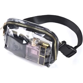 Clear Bag for Stadium Events, Clear Fanny Pack for Women, Stadium Crossbody Purse with Adjustable Strap, TPU Waist Pack for Concerts Sports Travelling Hiking Running