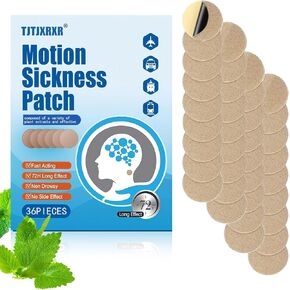 Motion Sickness Patches, 36 Count - Fast Acting & 72 Hours Long Lasting Sea Sickness Relief for Cruise, Airplanes, Cars, Bus, Train - Non-Drowsy Travel Sickness Patch for Dizziness Relief