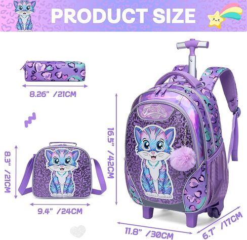 Meetbelify Rolling Backpack with Wheels for Boys Roller Backpacks with Lunch Box Pencil Case for Elementary Students Kids Football Luggage Travel Suitcase for Boys 6-8 in Kuwait