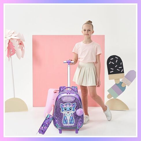 Meetbelify Rolling Backpack with Wheels for Boys Roller Backpacks with Lunch Box Pencil Case for Elementary Students Kids Football Luggage Travel Suitcase for Boys 6-8 in Kuwait