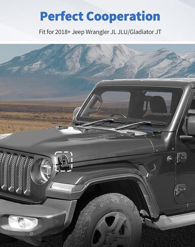 Locking Hood Latches with Keys Compatible with 2018-2025 Jeep Wrangler JL/Gladiator JT, 2pcs Anti-Theft Hood Engine Buckle Lock Catch Bonnet Fastener for Wrangler Exterior Accessories, Black in Saudi Arabia