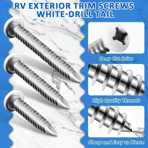 60 قطعة #8 برغي رأس مقلاة سوداء، براغي معدنية سوداء، براغي ذاتية التنصت للمعادن رباعية الدفع، براغي حفر ذاتية التنصت، مثبتات خارجية للبضائع RV، براغي إصلاح المقطورة المغلقة، 6 مقاسات in Kuwait