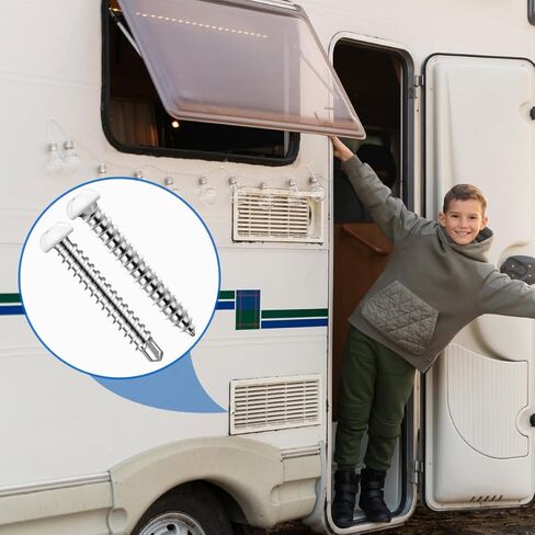 60 قطعة #8 برغي رأس مقلاة سوداء، براغي معدنية سوداء، براغي ذاتية التنصت للمعادن رباعية الدفع، براغي حفر ذاتية التنصت، مثبتات خارجية للبضائع RV، براغي إصلاح المقطورة المغلقة، 6 مقاسات in Kuwait