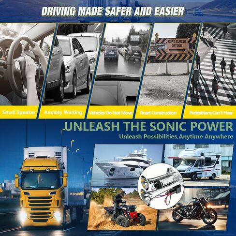 12V 600DB Super Loud Dual Electric Air Horns Kit with Compressor Applicablefor Any 12V Vehicles SUV Truck Car Airhorns Horn Loud Motorcycle Trucks Boats Trains Speaker (Black) in Kuwait