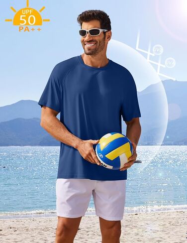 Pinspark Mens Swim Shirt Shirt Sweve Upf 50+ حماية من أشعة الشمس حارس طفح جلدي سريع الجاف جاف Tshirts الشاطئ القميص الرياضي القميص الرياضي in Kuwait