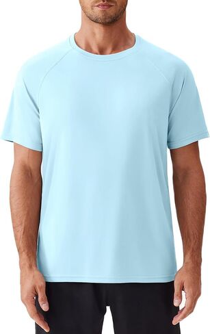 PINSPARK Workout Shirts for Men UPF 50+ Quick Dry Athletic Gym Tee Shirts Mens Short Sleeve Running Cooling Swimming T-Shirt in Kuwait