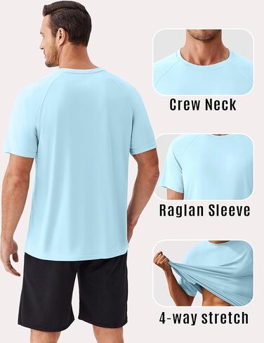 PINSPARK Workout Shirts for Men UPF 50+ Quick Dry Athletic Gym Tee Shirts Mens Short Sleeve Running Cooling Swimming T-Shirt in Kuwait