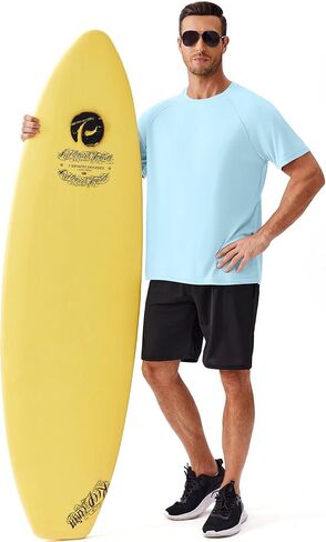 PINSPARK Workout Shirts for Men UPF 50+ Quick Dry Athletic Gym Tee Shirts Mens Short Sleeve Running Cooling Swimming T-Shirt in Kuwait