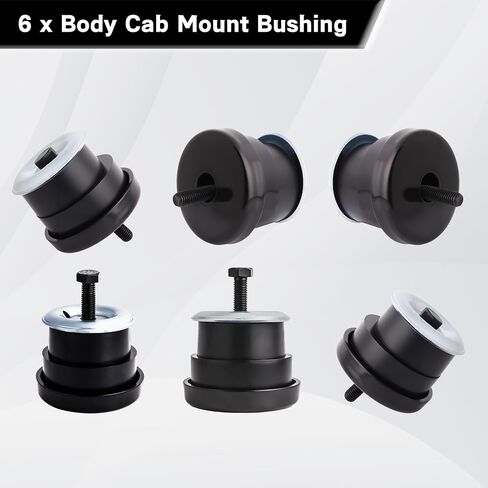 6PCS 924-180 924-181 Body Cab Mount Bushing Kit Compatible with 1994-2004 Chevy S10 Pickup Chevrolet GMC Sonoma Upper & Lower Bushings Retainer Bolt Rubber Shock Absorber Position 1 2 or 3 in Saudi Arabia