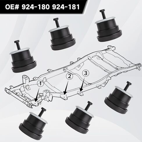 6PCS 924-180 924-181 Body Cab Mount Bushing Kit Compatible with 1994-2004 Chevy S10 Pickup Chevrolet GMC Sonoma Upper & Lower Bushings Retainer Bolt Rubber Shock Absorber Position 1 2 or 3 in Saudi Arabia