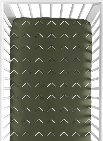Sweet Jojo Designs Sage Green Boho Arrow Boy or Girl Fitted Crib Sheet Baby or Toddler Bed Nursery - White Bohemian Tribal Southwest Chevron Geometric Herringbone Woodland Gender Neutral in Saudi Arabia