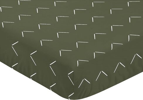 Sweet Jojo Designs Sage Green Boho Arrow Boy or Girl Fitted Crib Sheet Baby or Toddler Bed Nursery - White Bohemian Tribal Southwest Chevron Geometric Herringbone Woodland Gender Neutral in Saudi Arabia