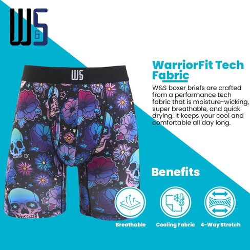 Warriors & Scholars Chafe Safe Pouch Boxer Briefs For Men Pack Of 6, Ultra Soft, Moisture-Wicking, Buldge Enhancing Underwear in Saudi Arabia