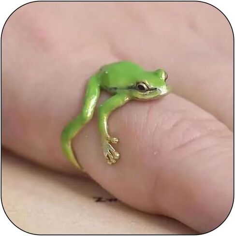 Tree Frog Ring for Women - Cute, Adjustable, Funny Green Frog Ring - Women's Jewelry Gifts in Saudi Arabia