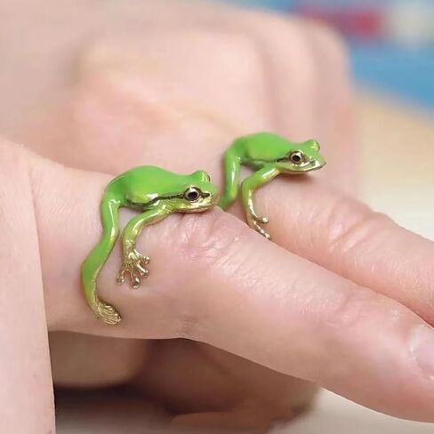 Tree Frog Ring for Women - Cute, Adjustable, Funny Green Frog Ring - Women's Jewelry Gifts in Saudi Arabia