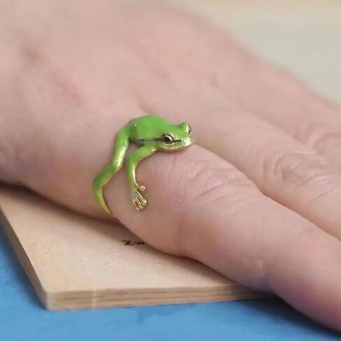Tree Frog Ring for Women - Cute, Adjustable, Funny Green Frog Ring - Women's Jewelry Gifts in Saudi Arabia