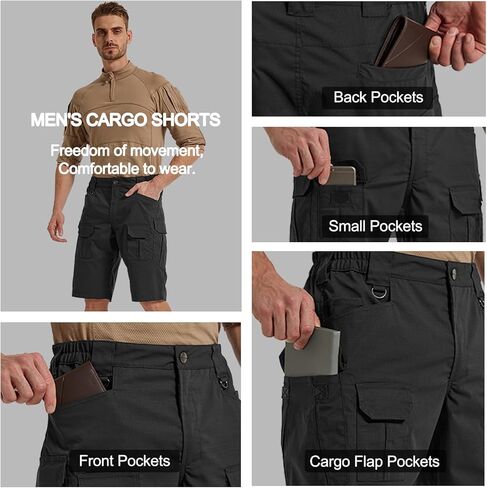 Men's Hiking Cargo Shorts Stretch Tactical Outdoor Work Shorts Water Resistant Lightweight Shorts with Multi Pockets in Kuwait