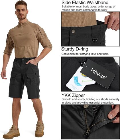 Men's Hiking Cargo Shorts Stretch Tactical Outdoor Work Shorts Water Resistant Lightweight Shorts with Multi Pockets in Kuwait