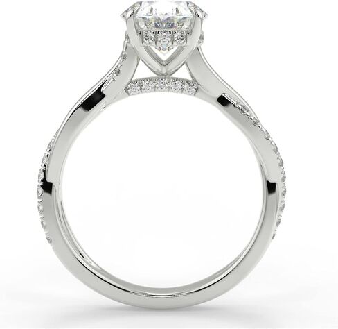 WSX 2CT Round/Oval Cut Moissanite Twisted Engagement Rings Sterling Silver, 10K 14K 18K Gold Moissanite Infinity Wedding Anniversary Promise Ring for Women Size 4-16 (D Color VVS1 Clarity Center) in Saudi Arabia