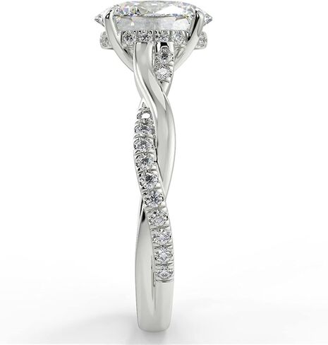 WSX 2CT Round/Oval Cut Moissanite Twisted Engagement Rings Sterling Silver, 10K 14K 18K Gold Moissanite Infinity Wedding Anniversary Promise Ring for Women Size 4-16 (D Color VVS1 Clarity Center) in Saudi Arabia