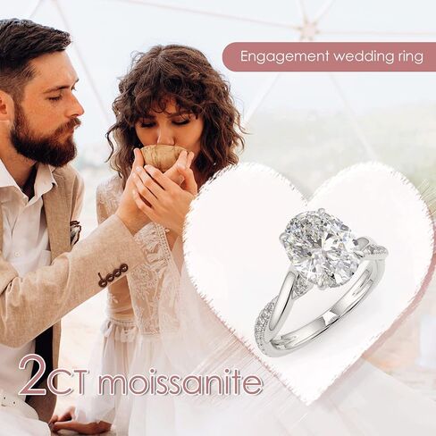 WSX 2CT Round/Oval Cut Moissanite Twisted Engagement Rings Sterling Silver, 10K 14K 18K Gold Moissanite Infinity Wedding Anniversary Promise Ring for Women Size 4-16 (D Color VVS1 Clarity Center) in Saudi Arabia