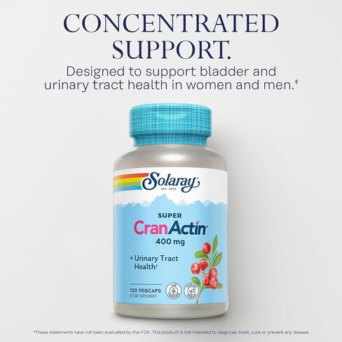 Solaray Super CranActin Cranberry Extract 400mg | Healthy Urinary Tract Support | with Added Vitamins | 60 VegCaps in Kuwait
