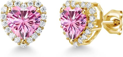 Gem Stone King 925 Sterling Silver Persian Blue Moissanite and White Moissanite Stud Earrings For Women (2.57 Cttw, Heart Shape 6.5MM) in Saudi Arabia