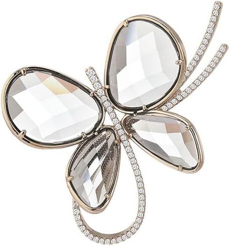 14K Gold Exquisite Black/Blue/Purple Crystal Butterfly Brooch, Luxurious Insect Design for Women's Coats, Elegant All-Match Pin Accessory in Saudi Arabia