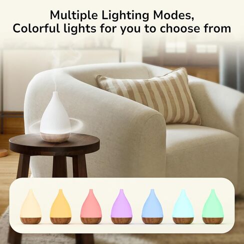 Ultrasonic Essential Oil Diffuser, Home Fragrance Aroma Diffuser with Auto Shut-Off, 8-Color Night Light & Ultra-Quiet Operation, BPA-Free Portable Aromatherapy Humidifier for Home (Dark) in Saudi Arabia